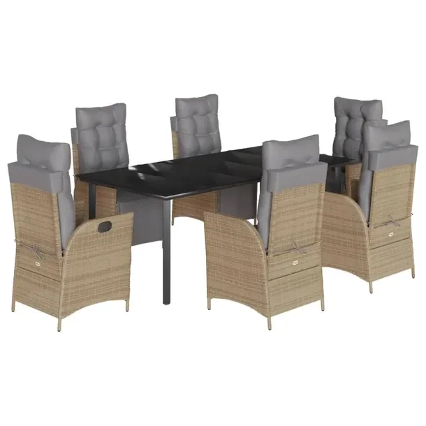 Zestaw Mebli Ogrodowych Rattan PE, Stół 200x100x74 cm, Krzesła 57x61x93
