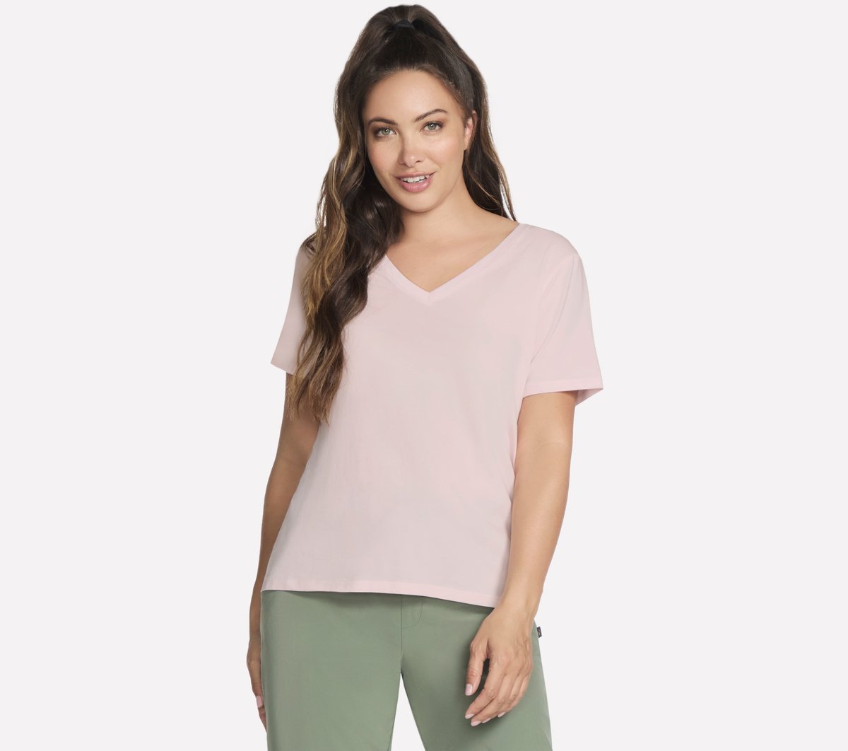 T-Shirt Damski Koszulka Skechers Pima V-Neck Tee Biały L