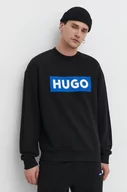Bluzy męskie - Hugo Blue bluza bawełniana męska kolor czarny z nadrukiem - miniaturka - grafika 1