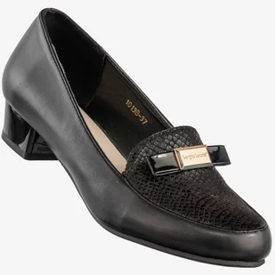 Czółenka Damskie Ekoskóra Buty Na Niskim Obcasie Czarne Sergio Leone 1013B Czarny 38 - Czółenka - miniaturka - grafika 1