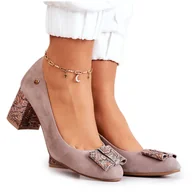 Czółenka - Czółenka Damskie Maciejka Zamszowe Beżowe 3356A-10/00-1 beżowy - miniaturka - grafika 1