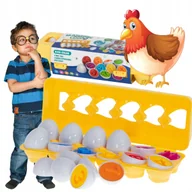 Układanki dla dzieci - JAJKA DO ZABAWY UKŁADANKA MONTESSORI DOPASUJ KSZTAŁT I KOLOR CYFERKI SORTER - miniaturka - grafika 1