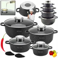 Zestawy garnków i patelni - ZESTAW GARNKÓW MARMUROWYCH Komplet Garnków MARMUR NON-STICK 8el + ŁAPKI 2x - miniaturka - grafika 1