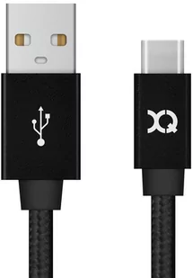Xqisit Kabel Sznurkowy antysplątaniowy USB-C Typu C 180cm CZARNY TWORZYWO SZTUCZNE 40662 - Kable USB - miniaturka - grafika 1