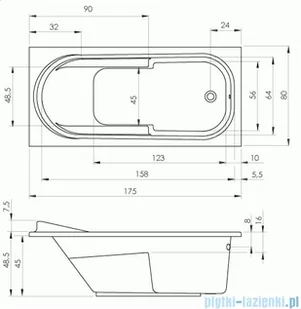 Riho Columbia wanna prostokątna 175x80cm z hydromasażem Flow prawa B003004005 - Wanny z hydromasażem - miniaturka - grafika 2