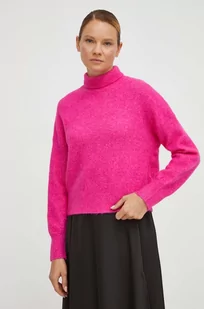 Samsoe Samsoe sweter wełniany damski kolor różowy lekki z półgolfem - Swetry damskie - miniaturka - grafika 1