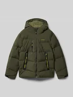 Kurtki i płaszcze dla chłopców - Pikowana kurtka z kapturem z nadrukiem z logo - miniaturka - grafika 1