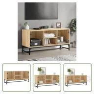 Szafki RTV - The Living Store Szafka pod telewizor ze szklanymi drzwiami dąb sonoma 102x37x50 cm - miniaturka - grafika 1