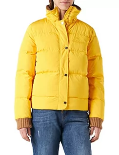 Kurtki damskie - Love Moschino Nylon Real Down Jacket z pasującym logo z podpisem na piersi kurtka damska, Żółty, 38 - grafika 1