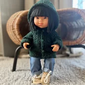 Lalki dla dziewczynek - Miniland Wełniana Kurtka Butelkowa Zieleń dla lalki 38cm - miniaturka - grafika 1