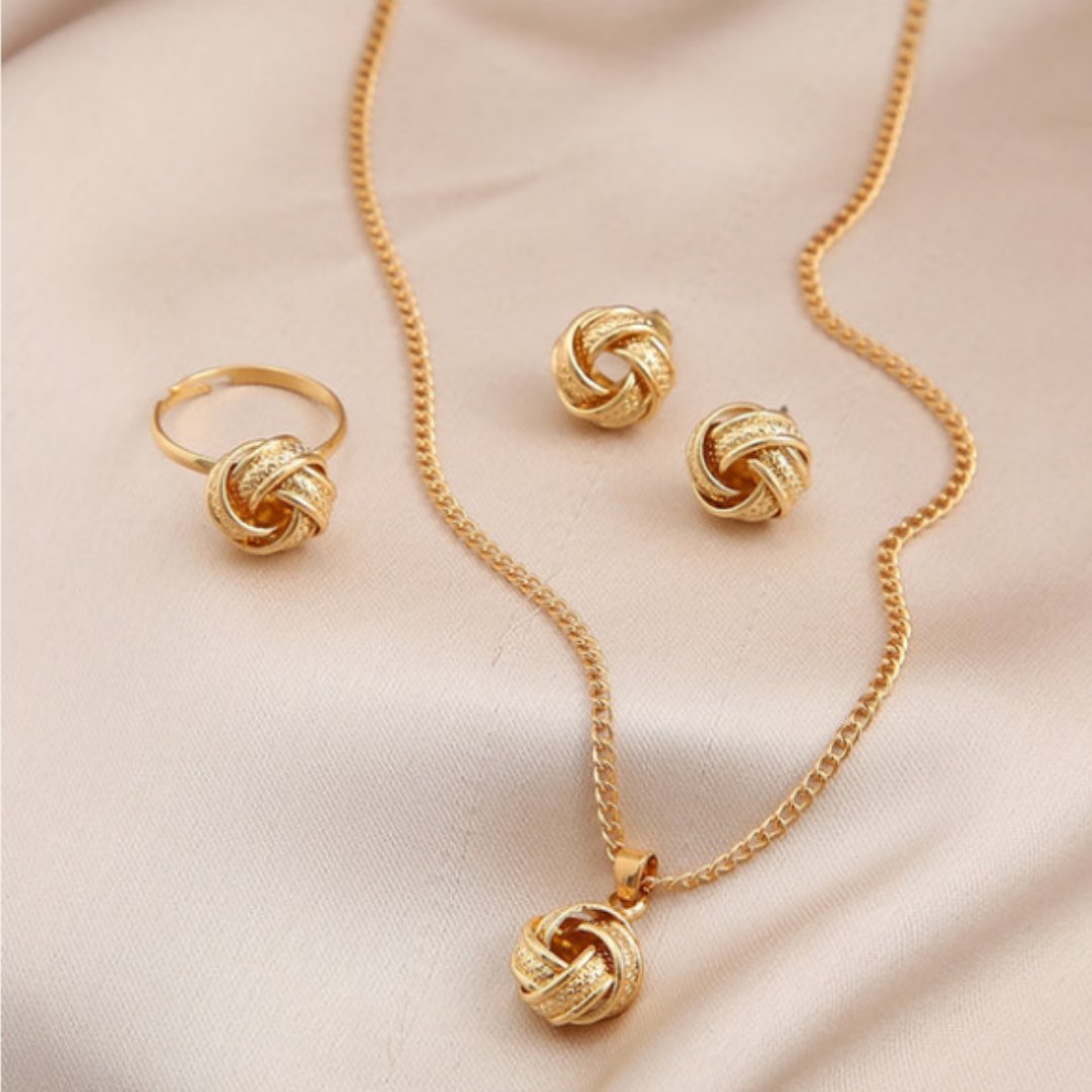Komplet biżuterii 4 części Golden Knot