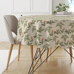 Obrus okrągły FLORAL wzór F35 | delikatne czerwone kwiatki średnica 100 cm - Obrusy i serwetki - miniaturka - grafika 1