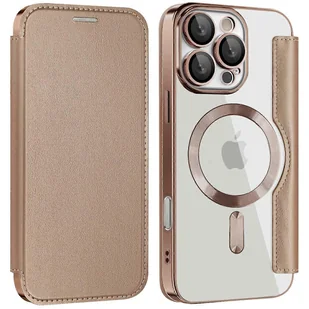 Dla iPhone 16 Pro Max Magnetyczne etui na telefon Blokowanie RFID Skórzana osłona telefonu - złota - Etui i futerały do telefonów - miniaturka - grafika 1