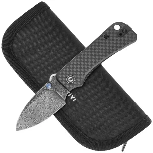 Nóż składany Civivi Baby Banter Twill Carbon Fiber overlay on Black G10, Black Hand Rubbed Damascus by Ben Petersen (C19068S-DS1) - Noże - miniaturka - grafika 4