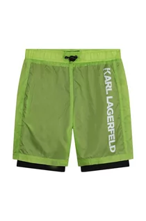 Spodnie i spodenki dla chłopców - Karl Lagerfeld szorty dziecięce kolor zielony regulowana talia - grafika 1