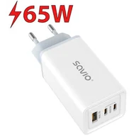 Ładowarki do telefonów - SAVIO ŁADOWARKA SIECIOWA GAN 65W BIAŁA LA-07 - miniaturka - grafika 1