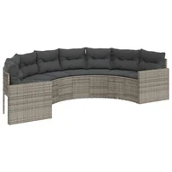 Sofy ogrodowe - vidaXL Sofa ogrodowa z poduszkami półokrągła szara z polirattanu - miniaturka - grafika 1