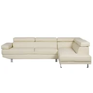 Narożniki - Beliani Sofa narożna skóra ekologiczna beżowa NORREA - miniaturka - grafika 1