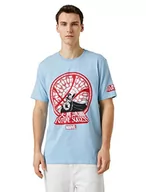 Koszulki męskie - Koton Marvel Oversized T-Shirt męski z nadrukiem licencyjnym, Niebieski (648), M - miniaturka - grafika 1