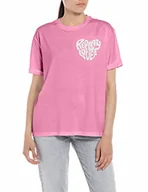 Koszulki i topy damskie - Replay T-shirt damski, 307 Candy Pink, M - miniaturka - grafika 1