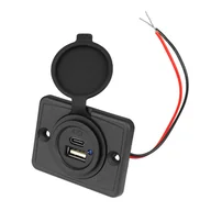Ładowarki samochodowe - Ładowarka samochodowa do zabudowy zamykana out:USB-A + USB-C 2x5V/2,4A, in:12V/24V - miniaturka - grafika 1