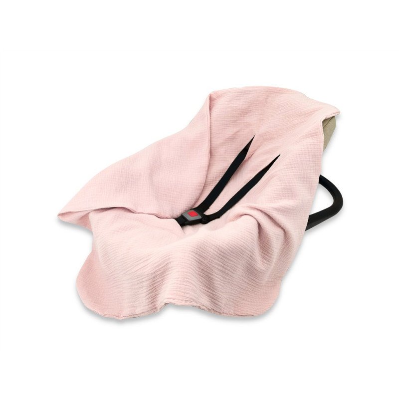 KIECZMERSKI Otulacz muślinowy - kocyk do nosidełka, fotelika kubełkowego 75x75 cm MUŚLIN bawełna 100% pudrowy róż