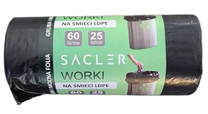 Worki na śmieci 60l A'25 LDPE czarne - 00744 - Sacler