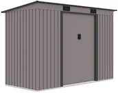Altany ogrodowe - Szopa ogrodowa OREGON 261x121cm Warm Grey, metalowa, z przesuwanymi drzwiami, kompaktowy magazyn na sprzęt ogrodowy i narzędzia Hardmaister - miniaturka - grafika 1