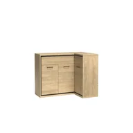Komody - Komoda Narożna M-15 Katalog Mediolan Jarstol Natural Hikora Niskie z Tworzywa, Wstawka Dąb, Oświetlenie Blatu - miniaturka - grafika 1