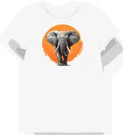 Koszulki i topy damskie - Koszulka damska biała z grafiką szarego słonia w egzotycznym stylu L - miniaturka - grafika 1