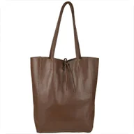 Torebki damskie - Torebka damska skóra naturalna lekka shopper brąz koniak - miniaturka - grafika 1