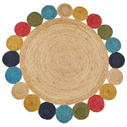 Dywany - Dywan okrągły z juty ⌀ 140 cm wielokolorowy VOSTAN - miniaturka - grafika 1