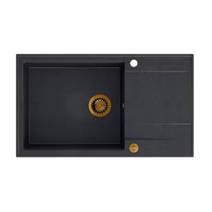 QUADRON Zlew EVAN 136 XL black diamond + syfon MIEDŹ - Zlewozmywaki - miniaturka - grafika 1