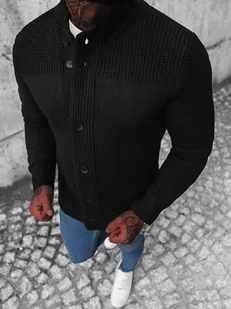 Sweter męski kardigan czarny OZONEE NB/MM6011/4 - Ozonee - Swetry męskie - miniaturka - grafika 1