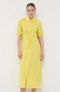 Sukienki - Patrizia Pepe sukienka bawełniana kolor żółty maxi rozkloszowana - miniaturka - grafika 1