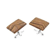 Spinki do mankietów i krawatów - Spinki do mankietów Jaspis Krajobrazowy (S946) Srebro [925] - miniaturka - grafika 1