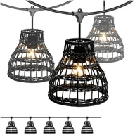 Lampy ogrodowe - ZESTAW CRETE Girlanda ogrodowa 5m + kabel 5m + 5x klosz czarny R2 - miniaturka - grafika 1