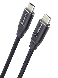 Przewód PREMIUMCORD USB-C M/M, 240W 480Mbps czarny oplot bawełniany, 1,5m - Kable USB - miniaturka - grafika 1