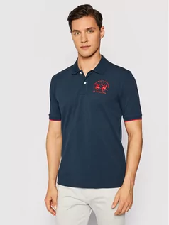 Koszulki męskie - La Martina Polo CCMP01 PK001 Granatowy Regular Fit - grafika 1