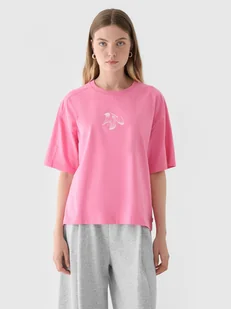 Damski t-shirt z nadrukiem 4F 4FRAW24TTSHF2582 - różowy - Koszulki sportowe damskie - miniaturka - grafika 1