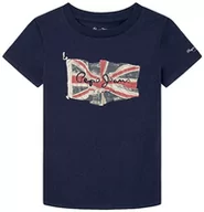 Koszulki i topy damskie - Pepe Jeans Damska koszulka z logo Jr S/S N, niebieski (granatowy), 8 Jahre - miniaturka - grafika 1