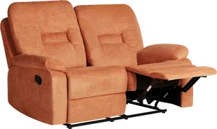BELIANI Sofa 2-osobowa pomarańczowa tapicerowana materiałowa z funkcją relaks rozkładana salon duży pokój - Sofy i kanapy - miniaturka - grafika 1