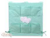 Organizery na łóżeczko - Przybornik Z Kieszonkami- Serduszka Miętowe - miniaturka - grafika 1