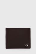 Portfele - Calvin Klein portfel skórzany męski kolor brązowy - miniaturka - grafika 1
