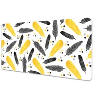 Podkładki na biurko - Podkładka na biurko Czarne Złote Pióra 100x50 cm - miniaturka - grafika 1