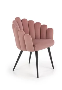 Halmar Stylowe krzesło welurowe do toaletki glamour - pudrowy róż - Krzesła - miniaturka - grafika 1
