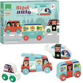 Klocki - Vilac Śmieszne Pojazdy błękitne klocki magnetyczne - miniaturka - grafika 1