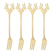 Widelce - Widelczyk do ciasta z reniferem 4 sztuki złoty - miniaturka - grafika 1