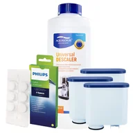 Akcesoria i części do ekspresów do kawy - Zestaw Philips Saeco - AL-Clean 3szt, Uniwersalny Odkamieniacz 500ml, Philips CA6704/10 Tabletki Czyszczące - miniaturka - grafika 1