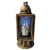 Lampiony i znicze - Znicz kapliczka BL 28 krzyż 30,5 cm złoty - miniaturka - grafika 1